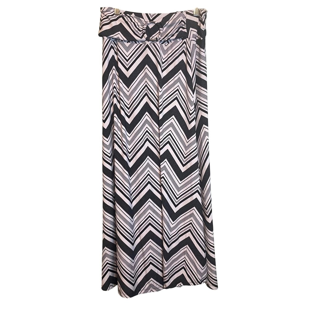 Robert Louis Womens Stretch‎ Chevron Print Pattern Maxi Skirt Black Size PM